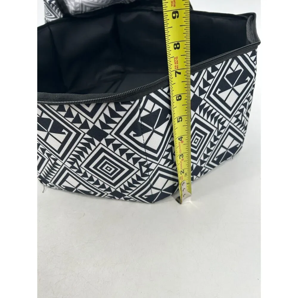Black White Aztec Travel Portable Cowboy Hat Hanging Organizer Storage Case